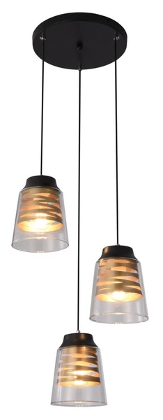 Lampa wisząca FRESNO, 33-78988, czarny/transparentny/złoty, 3x60W E27