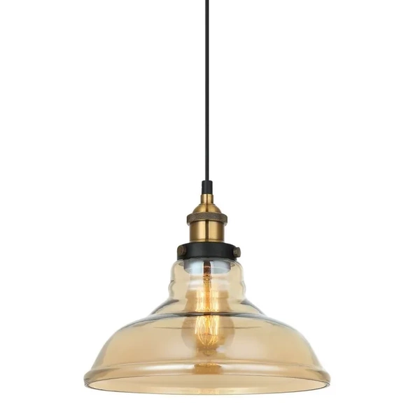 Lampa wisząca HUBERT śr. 28cm E27 | czarny/złoty/bursztynowy