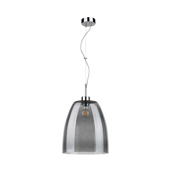 Lampa wisząca Campana 1xE27 maks. 60W chromowany metal/przezroczysty kabel PVC/szkło dymione