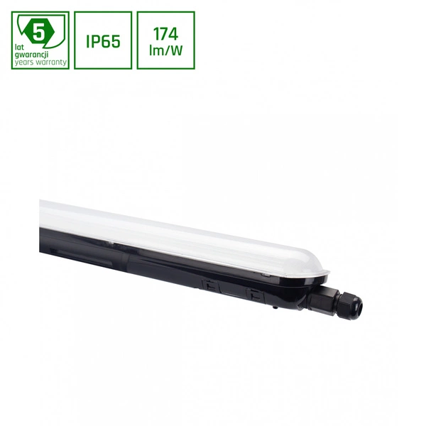 LIMEA GIGANT HERMETYK 1200mm 38W NW 230V 120ST IP65 IK10 1250x72x70mm CZARNY 5 LAT GW.