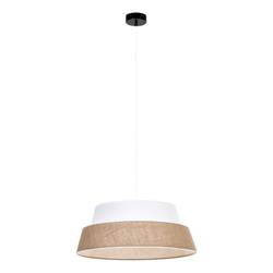 Jute Lampa Wisząca 1xE27 Max.60W Czarny/Transparentny PVC/Biały-Beżowy