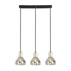 Lampa wisząca GREGORY listwa 33-79008 czarno-złota z dymionymi kloszami 3x40W E14