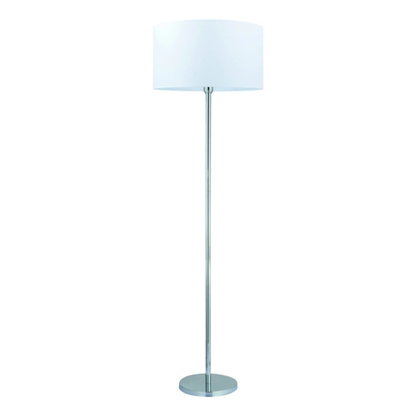 Lampa podłogowa Dove 1xE27 maks. 60W chromowany metal/przezroczysty kabel PVC/biały klosz z tkaniny 124380128