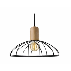 Lampa wisząca MODERNO, duża, czarny/drewno, 1x60W E27