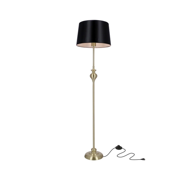 Prima gold lampa podłogowa złoty satynowy 1x60w e27 abażur czarny