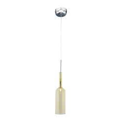 Lampa wisząca w kształcie butelki 1xLED zintegrowany 285lm 3000K 3W chromowany metal/przezroczysty kabel PVC/żółte szkło 1185103