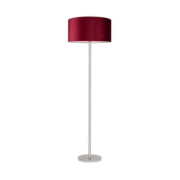 Lampa podłogowa Scarlett 1xE27 maks. 60W metal satynowy/przezroczysty kabel PVC/aksamitny bordowy klosz