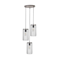 Lampa Wisząca Timeo 3xE27 Max.60W Bejcowana Sosna Szara/Czarny Kabel PCV/Czarny Metal 195109357R