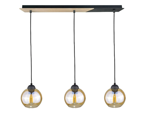 Lampa wisząca 3xE27 GRACJA LONG NATURAL/BLACK III