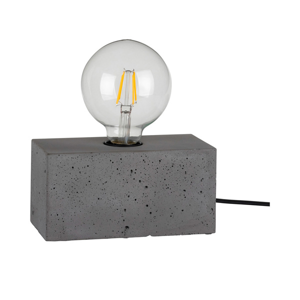 Mocna podwójna lampa stołowa 1xE27 Max.25W szary beton/czarny kabel PVC