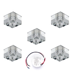 Zestaw opraw typu downlight Cristaldream z nakładką 5xG4 LED 2,3W z zasilaczem Chrom Metal/Szkło Przezroczyste 51145001