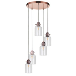 Lampa Wisząca Alessandro 5xE27 Max.60W Miedź Metal/Przezroczysty Kabel PCV/Przezroczyste Szkło 1760513