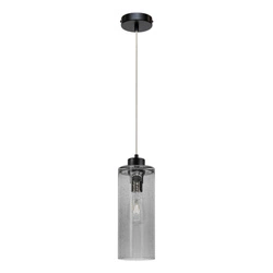 Lampa Wisząca Zefir 1xE27 Max.60W Czarny Metal/Przezroczysty Kabel PCV/Szkło Dymne 113870104