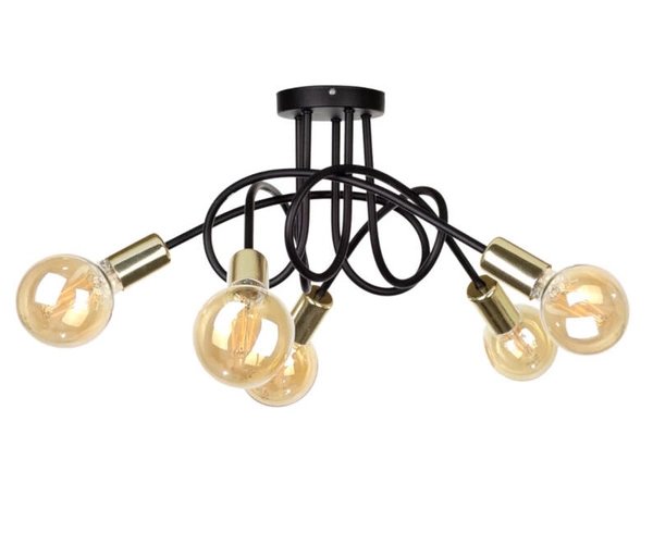 Lampa sufitowa 5xE27 RUMBA BLACK/GOLD