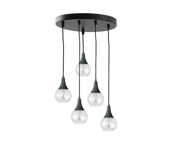 Lampa wisząca 5xE27 LACRIMA CLEAR BLACK