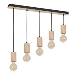 Lampa wisząca nowoczesna drewniana listwa LINES V drewno/czarny szer. 92cm