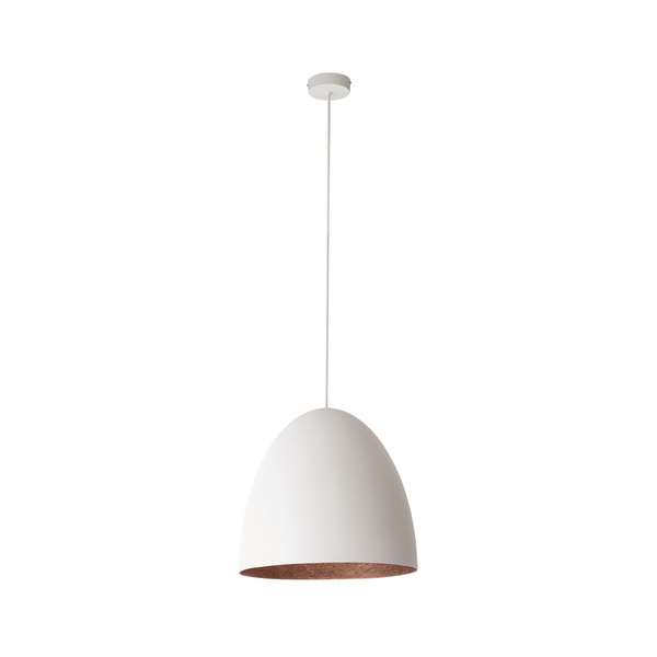 Lampa wisząca EGG M WHITE śr. 39cm E27 | biały/miedziany