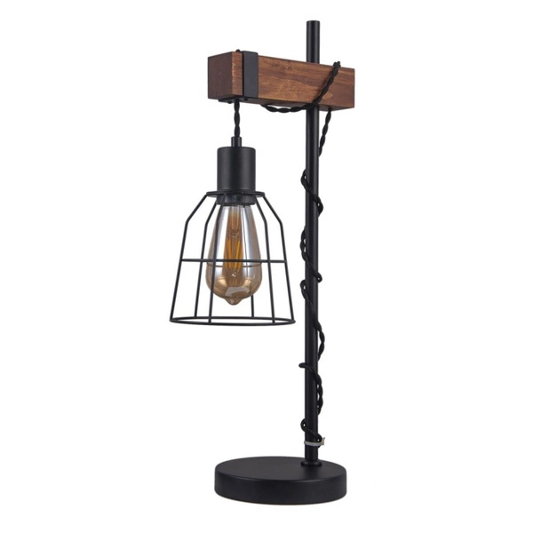 Drewniana lampka biurkowa LOFT Reda 55cm E27 | czarny