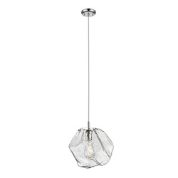 Lampa wisząca szklana do salonu śr.28 ROCK E27 40W | chrom