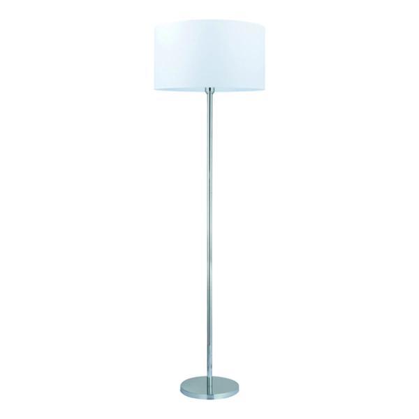 Lampa podłogowa Dove 1xE27 maks. 60W chromowany metal/przezroczysty kabel PVC/biały klosz z tkaniny 124380128