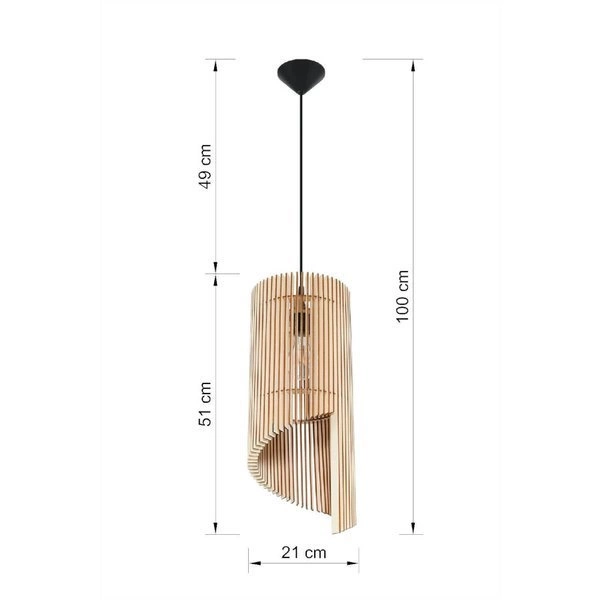 Lampa wisząca ALEXIA, naturalne drewno, czarny PCV SL.0640