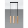 Lampa wisząca LINO 3 czarna stal, naturalne drewno, SL.0638