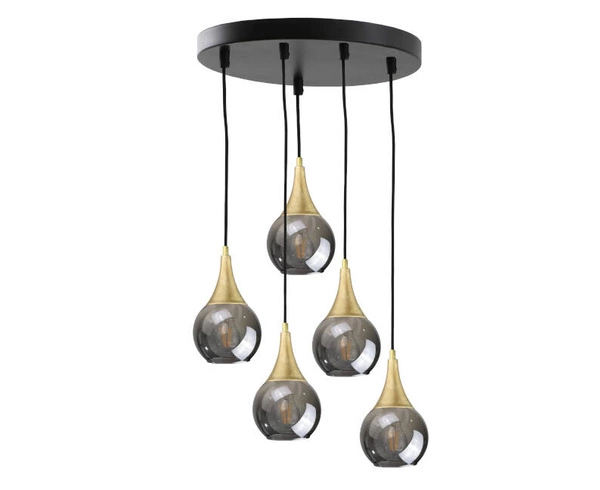 Lampa wisząca 5xE27 LACRIMA SMOKY/GOLD