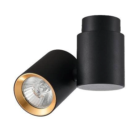 Lampa sufitowa BOSTON, czarna ze złotym ringiem, 1x50W GU10