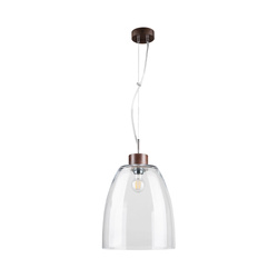 Campana Lampa Wisząca 1xE27 Max,60W Orzech/Transparentny/Transparentny