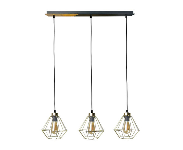 Lampa wisząca 3xE27 WESTA LONG BLACK/GOLD IV