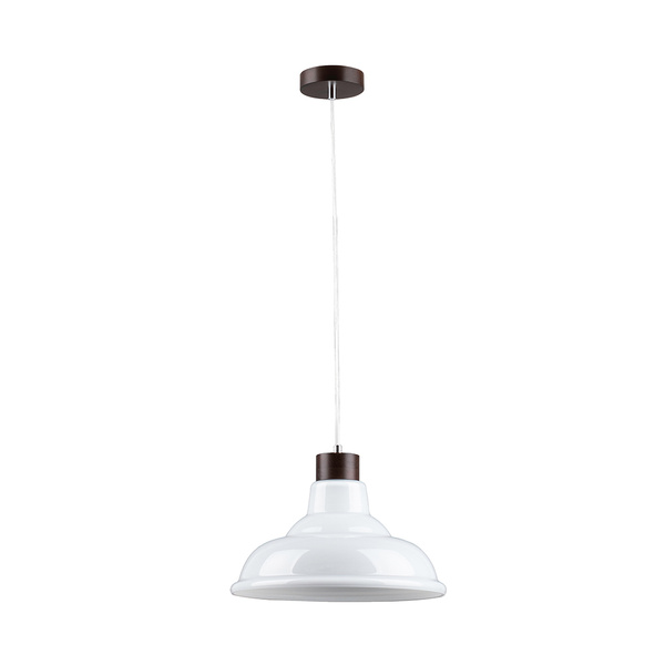 Lampa Wisząca Avino 1xE27 Max.60W Drewno Bukowe Orzech/Przezroczysty Kabel PCV/Szkło Białe