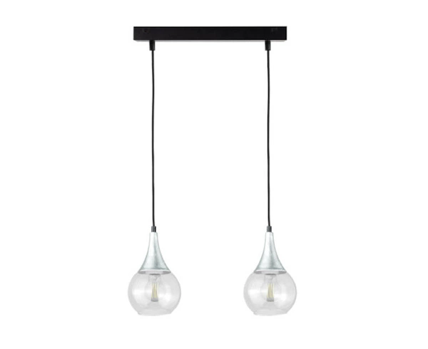 Lampa wisząca 2xE27 LACRIMA CLEAR BLACK/SILVER