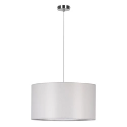 Lampa wisząca Dove 1xE27 maks. 60W chromowany metal/przezroczysty kabel PVC/szary klosz z tkaniny 15390128