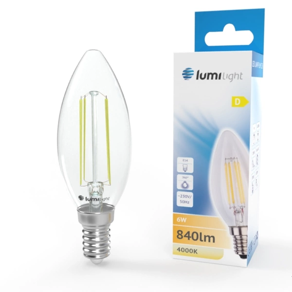 Żarówka LED świeca FLM C35 E14 6W | barwa neutralna