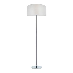 Lampa podłogowa Prata 1xE27 maks. 60W chromowany metal/przezroczysty kabel PVC/srebrny klosz z tkaniny 957283127