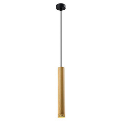 Lampa wisząca TUBO, 40 cm, 31-78599, czarny/drewno, 1x25W GU10