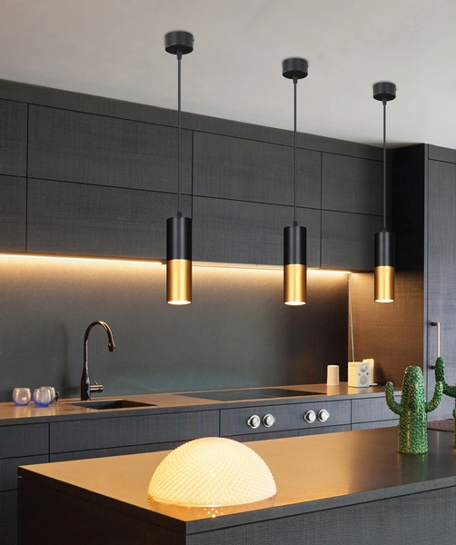 Lampa wisząca TUBA 31-77677, czarno-złota, 1x15W GU10