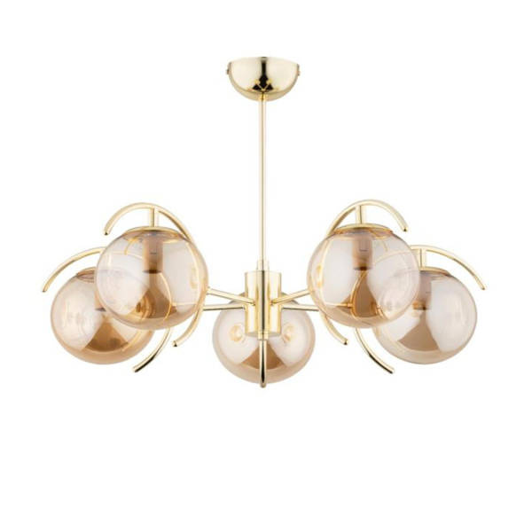 Elegancka lampa wisząca EL DORADO 5 x E14 wys. 47 cm | Złota