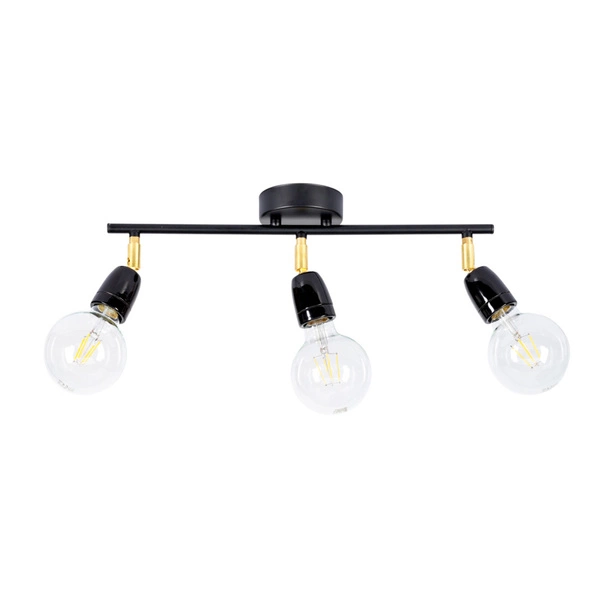 Lampa Sufitowa Porcia 3xE27 Max.25W Czarny Metal/Złoty Metal/Czarna Ceramika 8127304