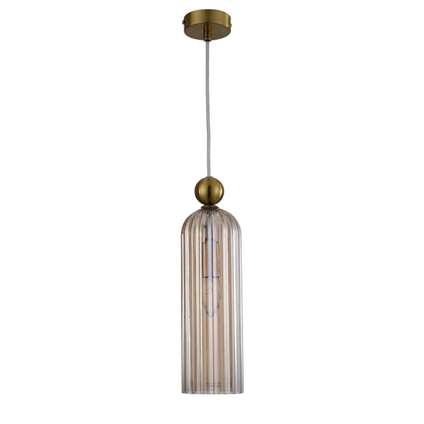 Lampa wisząca Piega 1, złoty/bursztynowy, 1x40W E14