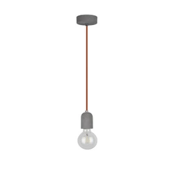 Lampa Wisząca Amory 1xE27 Max.60W Szary Beton/Czerwony Kabel Tkaninowy 9776136