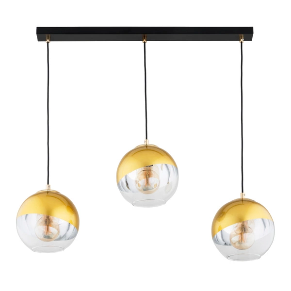 Lampa wisząca ALFA VERONA CZARNA & ZŁOTA 3xE27 82cm | 62509