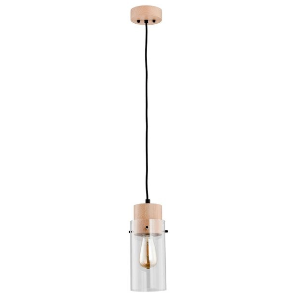 Lampa wisząca zwis TANTUM drewno/czarny śr. 13cm