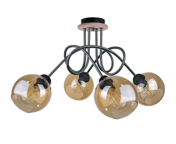 Lampa sufitowa 4xE27 VENUS BLACK/WOOD