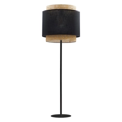 Lampa podłogowa rattanowa abażur BOHO BLACK wys. 145cm | czarny