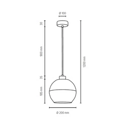 Linea Lampa Wisząca 1xE27 Max.60W Orzech/Transparentny/Szroniony 1860176