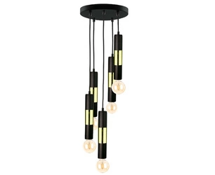 Lampa wisząca 5xE27 MAGNUM BULB BLACK/GOLD