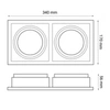 Oprawa wpuszczana oczko sufitowe CROSTI LANA SQ DUE szer. 30,3x15cm | czarny