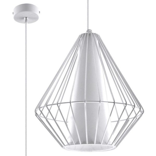 Lampa Wisząca DEMI Biała Stal, E27 60W, SL.0297