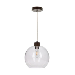 Lampa wisząca Svea 1xE27 maks. 60W drewno bukowe orzechowe/przezroczyste szkło/przezroczysty kabel PVC 13560176